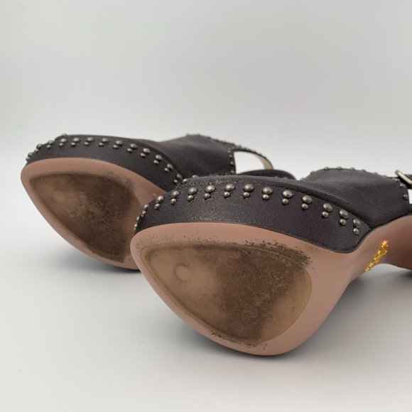 Prada Roxy Crackle Leather Platform Sling-Back Amaranto Heels Size 10/40 - Picture 6 of 8